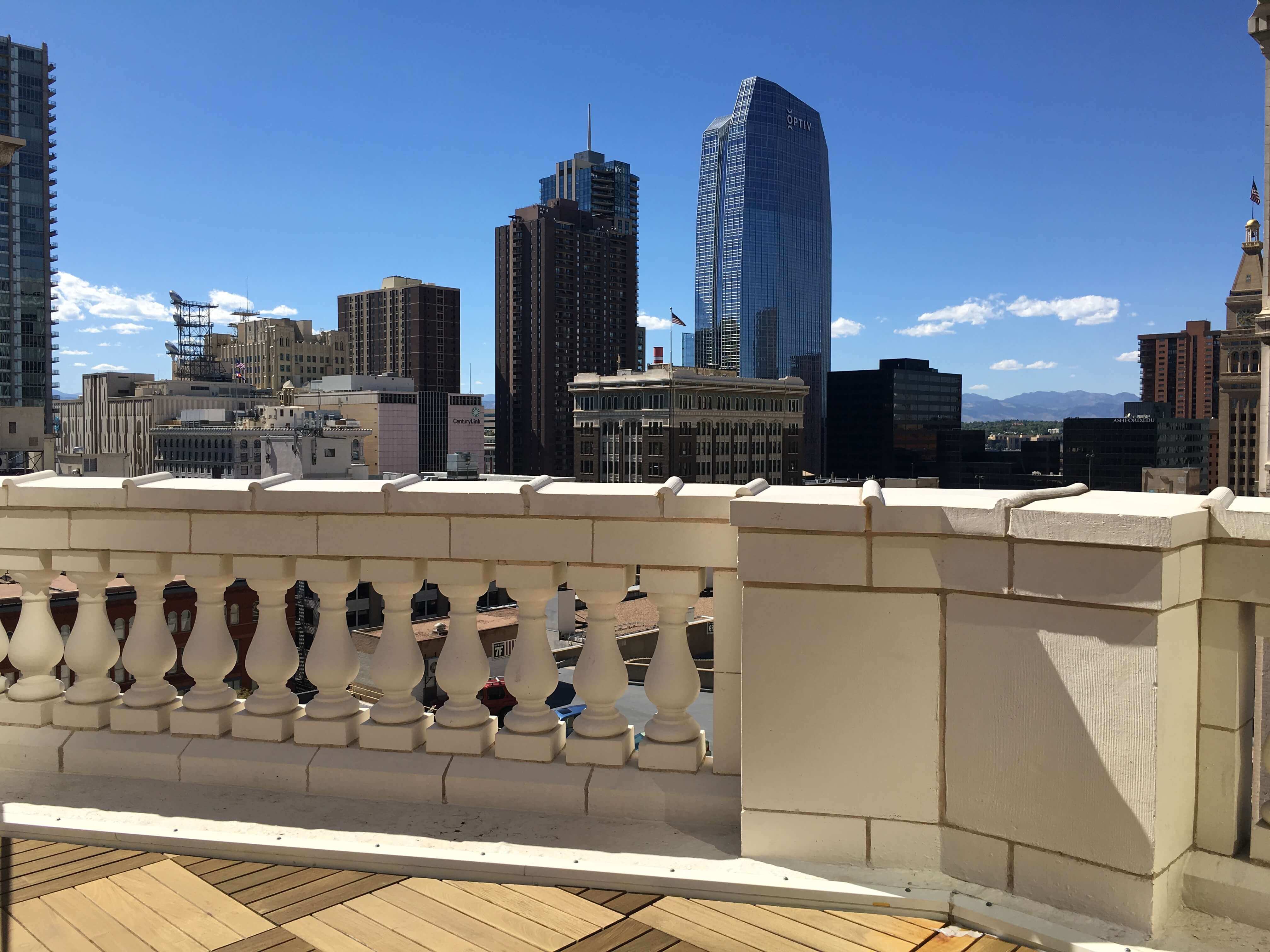 Denver skyline view from the Equitable Building rooftop